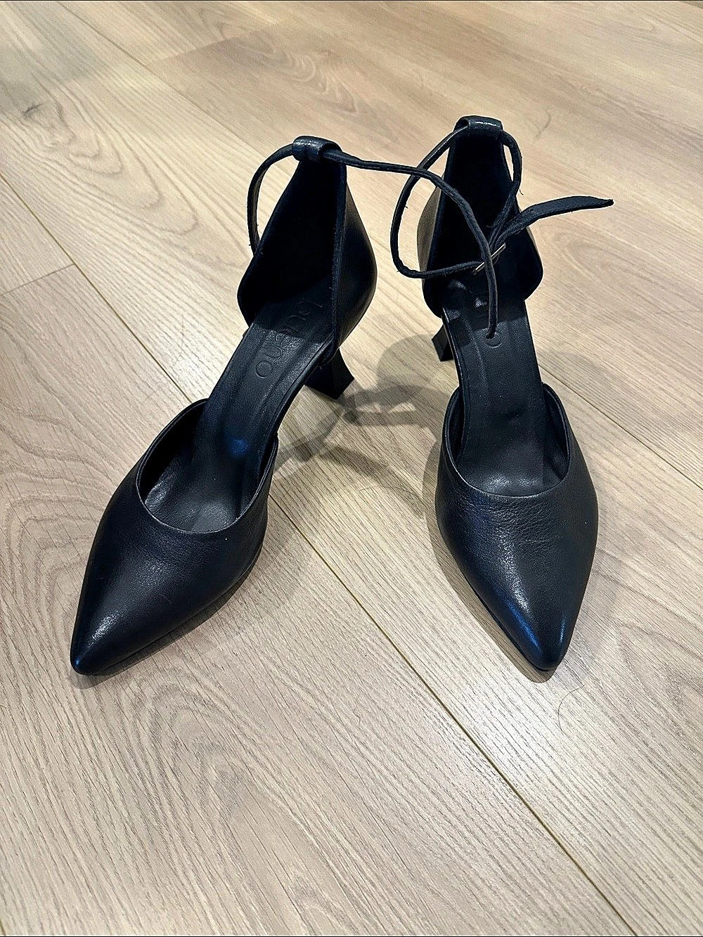 Bueno Wells Pointed Toe Ankle Strap Heels in Black